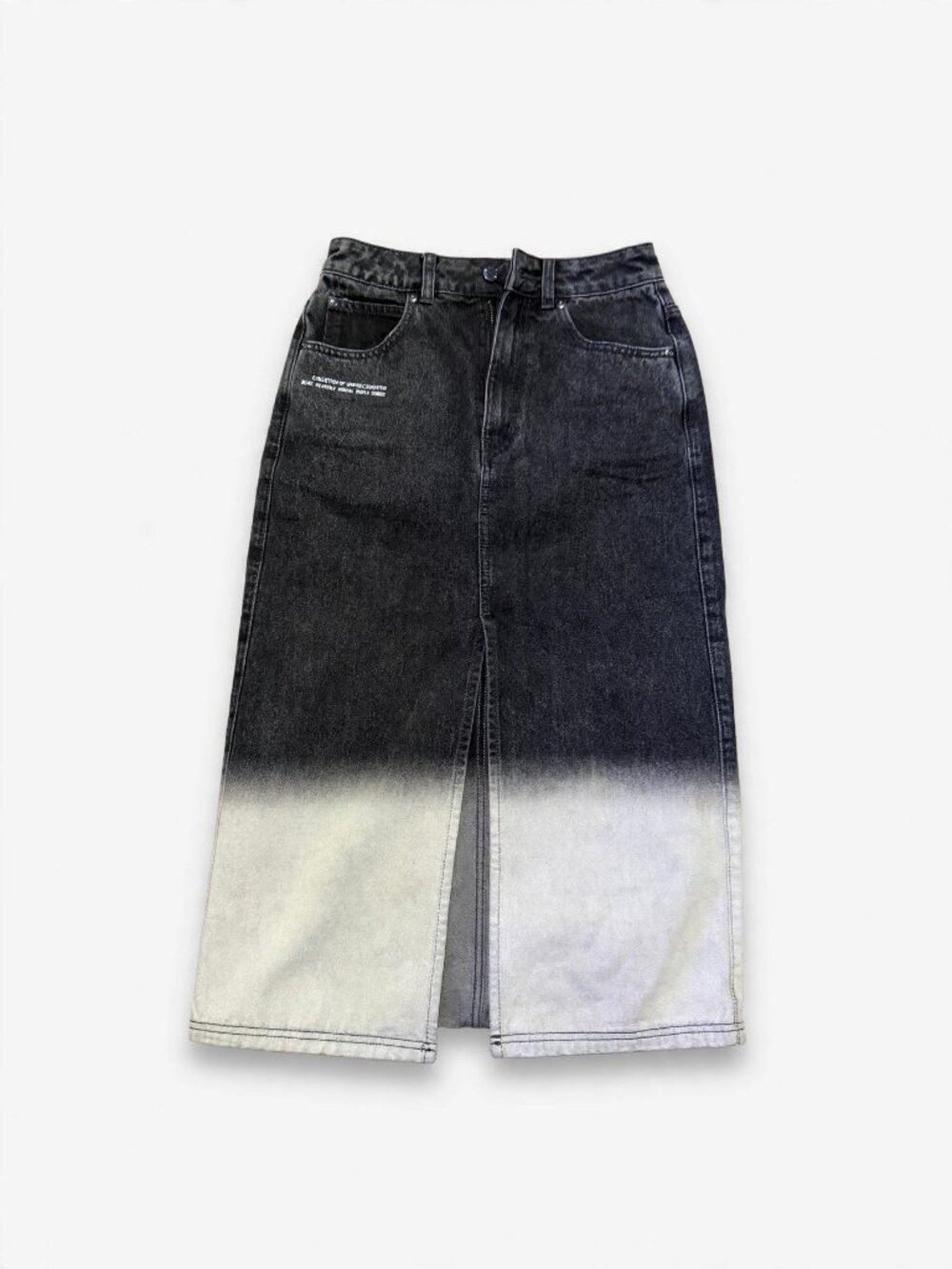 Izzue Black White Dip Dye Ombre Denim Maxi Skirt 27